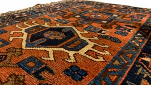 Persian Rug Gharajeh Handmade Area Antique Tribal 2'9"x4'2" (3x4) Orange Brown Blue Geometric Design #28803