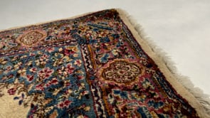 Persian Rug Kerman Handmade Square Traditional 3'0"x3'0" (3x3) Pink Whites/Beige Blue Floral Open Field Design #30147