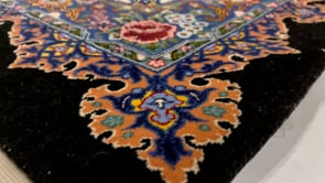 Persian Rug Isfahan Handmade Area Traditional 2'9"x4'0" (3x4) Black Pink Floral Open Field Design #32862