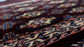 Persian Rug Yamoud Handmade Area Antique Tribal 2'5"x4'0" (2x4) Brown Red Poshti Design #33634