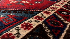 Oriental Rug Turkish Handmade Area Tribal 2'8"x4'1" (3x4) Red Blue Geometric Design #33774