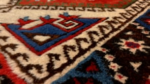 Oriental Rug Turkish Handmade Area Tribal 2'3"x3'10" (2x4) Red Blue Whites/Beige Geometric Design #33778