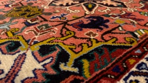 Persian Rug Heriz Handmade Area Tribal 2'7"x3'5" (3x3) Yellow/Gold Pink Geometric Design #34352