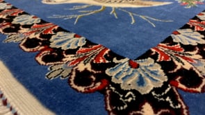 Persian Rug Tabriz Handmade Area Traditional 2'9"x4'0" (3x4) Blue Whites/Beige Animals Pictorial Design #34854