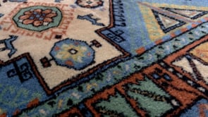 Oriental Rug Turkish Handmade Area Tribal 2'11"x3'10" (3x4) Orange Blue Geometric Design #34952