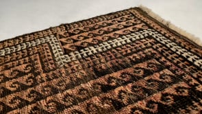 Oriental Rug Afghan Handmade Area Tribal 2'8"x3'10" (3x4) Brown Geometric Design #35200