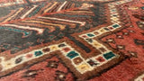 Persian Rug Shiraz Handmade Area Tribal 3'5"x4'8" (3x5) Red Geometric Design #19201