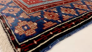 Caucasian Rug Lesghistan Handmade Area Antique Tribal 3'5"x4'10" (3x5) Red Blue Geometric Design #15169