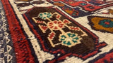 Oriental Rug Afghan Handmade Area Tribal 2'10"x5'2" (3x5) Red Blue Geometric Saddle Bag Design #31777