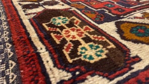 Oriental Rug Afghan Handmade Area Tribal 2'10"x5'2" (3x5) Red Blue Geometric Saddle Bag Design #31777