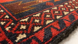 Oriental Rug Afghan Handmade Area Tribal 3'3"x4'6" (3x5) Red Geometric Design #31779
