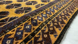 Oriental Rug Afghan Handmade Area Tribal 3'0"x4'4" (3x4) Yellow/Gold Bokhara Elephant Foot Design #32160