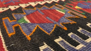 Oriental Rug Turkish Handmade Area Tribal 3'0"x4'3" (3x4) Red Green Multi-color Kilim Geometric Design #32285