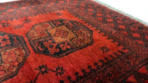 Oriental Rug Afghan Handmade Area Tribal 3'5"x4'6" (3x5) Red Bokhara Design #32409