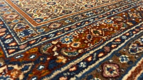 Persian Rug Moud Handmade Area Traditional 3'4"x5'0" (3x5) Orange Blue Whites/Beige Herati Design #33340