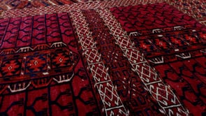 Persian Rug Turkmen Handmade Area Square Antique Tribal 4'4"x4'6" (4x5) Red Tekke Prayer Rug Design #33483