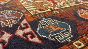 Persian Rug Zanjan Handmade Area Tribal 3'8"x4'8" (4x5) Brown Whites/Beige Unusual Animals Design #33631
