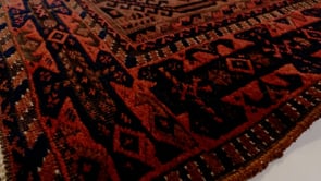 Persian Rug Baloch Handmade Area Antique Tribal 2'10"x4'11" (3x5) Red Black Geometric Design #34142