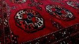 Persian Rug Turkmen Handmade Area Tribal 3'9"x4'4" (4x4) Red Bokhara Design #34954