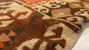 Oriental Rug Turkish Handmade Area Antique 3'3"x4'3" (3x4) Multi-color Geometric Kilim Design #25417