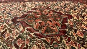 Persian Rug Hamadan Handmade Area Traditional Tribal 3'4"x5'5" (3x5) Pink Whites/Beige Geometric Design #16595