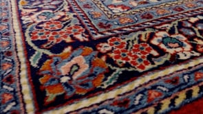 Persian Rug Sarouk Handmade Area Traditional 3'6"x5'0" (4x5) Red Blue Floral Design #17135