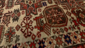 Persian Rug Ardabil Handmade Area Tribal Vintage 3'1"x4'6" (3x5) Whites/Beige Red Geometric Design #18116