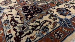 Persian Rug Nain Handmade Area Traditional 3'7"x5'6" (4x6) Whites/Beige Brown Floral Vase Design #34418