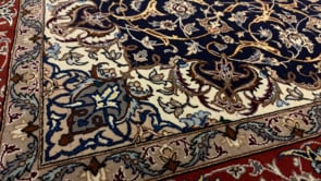 Persian Rug Isfahan Handmade Area Traditional 3'7"x5'6" (4x6) Blue Red Floral Design #34653