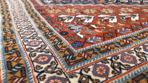 Persian Rug Ghashghaei Handmade Area Tribal 3'4"x5'1" (3x5) Blue Red Geometric Design #34845