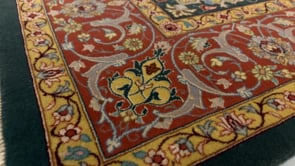 Persian Rug Isfahan Handmade Area Traditional 3'7"x5'3" (4x5) Green Yellow/Gold Red Floral Design #28373