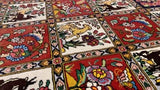 Persian Rug Bakhtiari Handmade Area Traditional Tribal 3'4"x5'0" (3x5) Multi-color Red Garden Animals Design #28620