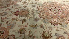 Persian Rug Tabriz Handmade Area Traditional 3'4"x5'0" (3x5) Pink Whites/Beige Floral Naghsh Design #30440