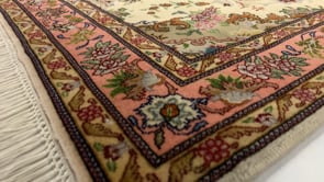 Persian Rug Tabriz Handmade Area Traditional 3'2"x5'0" (3x5) Pink Whites/Beige Floral Naghsh Design #30442