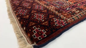 Persian Rug Turkmen Handmade Area Antique Tribal 3'5"x3'10" (3x4) Red Bokhara Design #30549