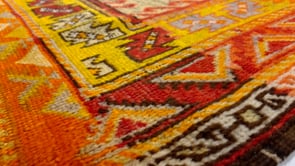 Oriental Rug Turkish Handmade Area Antique Tribal 3'10"x4'10" (4x5) Orange Red Prayer Rug Design #31823