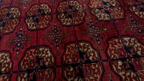 Persian Rug Turkmen Handmade Area Antique Tribal 3'9"x4'3" (4x4) Red Bokhara Design #32163