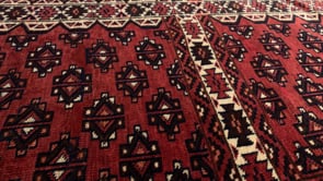 Persian Rug Turkmen Handmade Area Tribal 4'0"x5'2" (4x5) Red Hashly Design #32521