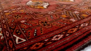 Persian Rug Turkmen Handmade Area Tribal 3'8"x4'9" (4x5) Red Bokhara Design #32772