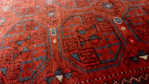 Oriental Rug Afghan Handmade Area Tribal 3'7"x5'4" (4x5) Red Bokhara Design #33359