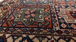 Persian Rug Yalameh Handmade Area Vintage Tribal 3'4"x5'1" (3x5) Multi-color Blue Red Geometric Design #33612