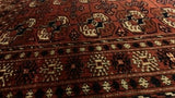 Persian Rug Turkmen Handmade Area Antique Tribal 3'6"x4'8" (4x5) Red Bokhara Design #33616