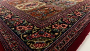 Persian Rug Qum Handmade Area Traditional Traditional 3'7"x5'1" (4x5) Multi-color Red Garden Animals Paisley/Boteh Design #33619
