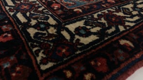 Persian Rug Malayer Handmade Area Tribal Vintage 3'7"x4'11" (4x5) Red Blue Floral Design #33888