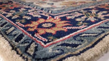 Oriental Rug Indian Handmade Area Traditional 4'0"x5'11" (4x6) Whites/Beige Blue Floral Design #16309