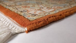 Oriental Rug Pakistani Handmade Area Traditional 4'2"x5'10" (4x6) Orange Whites/Beige Hunting Scene Design #33134
