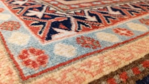 Oriental Rug Turkish Handmade Area Tribal 4'0"x5'0" (4x5) Red Blue Geometric Design #33784