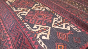Oriental Rug Afghan Handmade Area Tribal 3'5"x6'7" (3x7) Black Red Kilim Geometric Design #33632