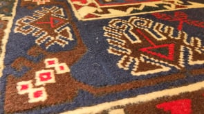 Oriental Rug Turkish Handmade Area Tribal 4'0"x5'10" (4x6) Blue Red Geometric Design #33783