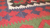 Persian Rug Shiraz Handmade Area Tribal 4'4"x5'11" (4x6) Green Black Multi-color Kilim Geometric Design #34075